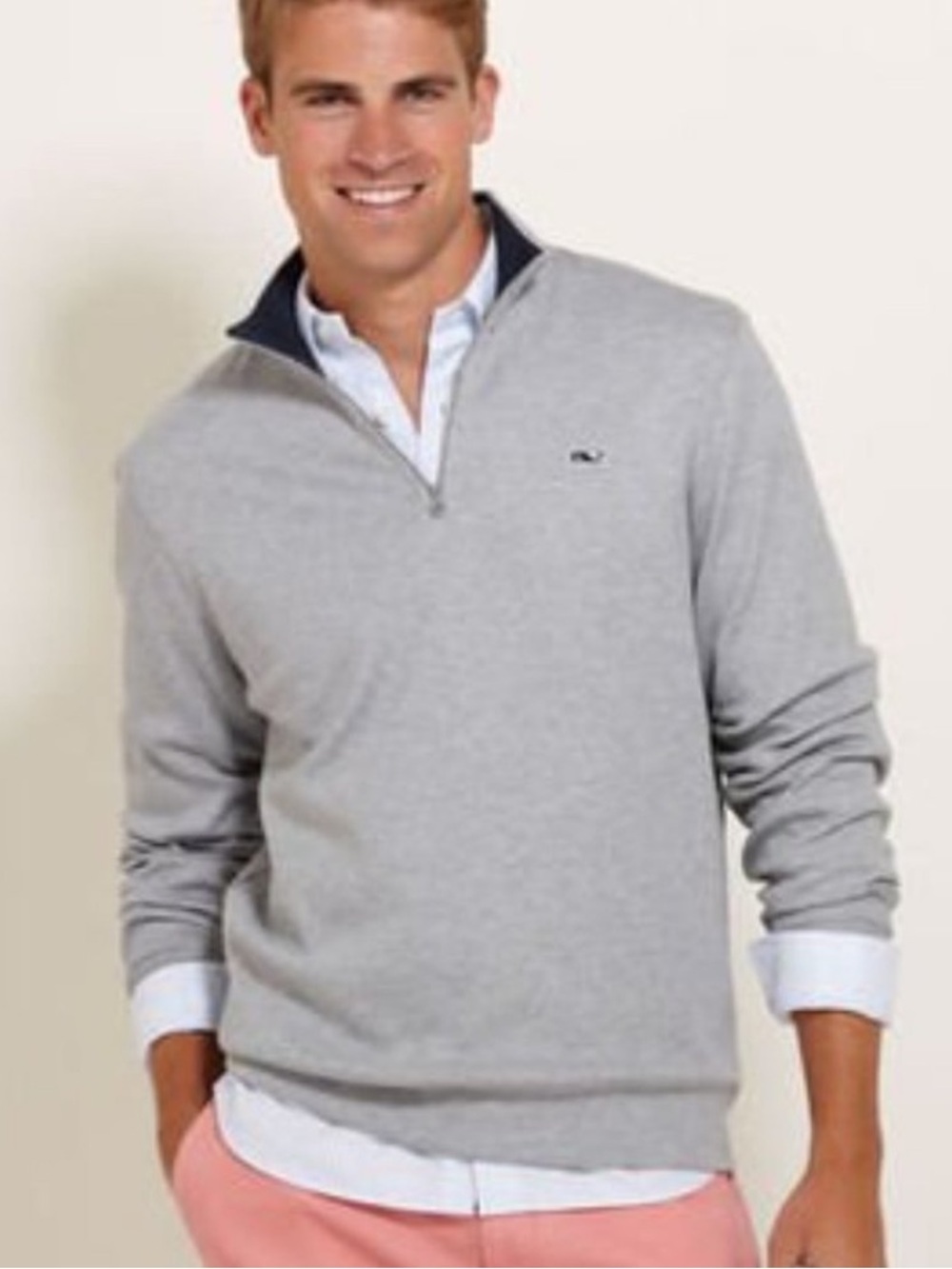 Vineyard Vines Men's Light Gray Quarter-Zip
